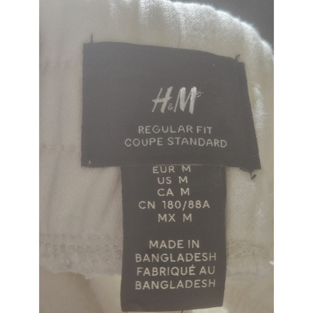 H&M White Fleece Sweat Shorts Men's Medium Regular Fit Drawstring Lounge Casual - Picture 6 of 8
